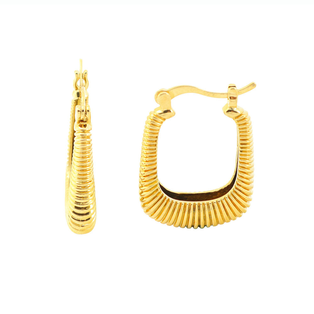 14K Gold Cute Wavy Pattern Hoop Earring