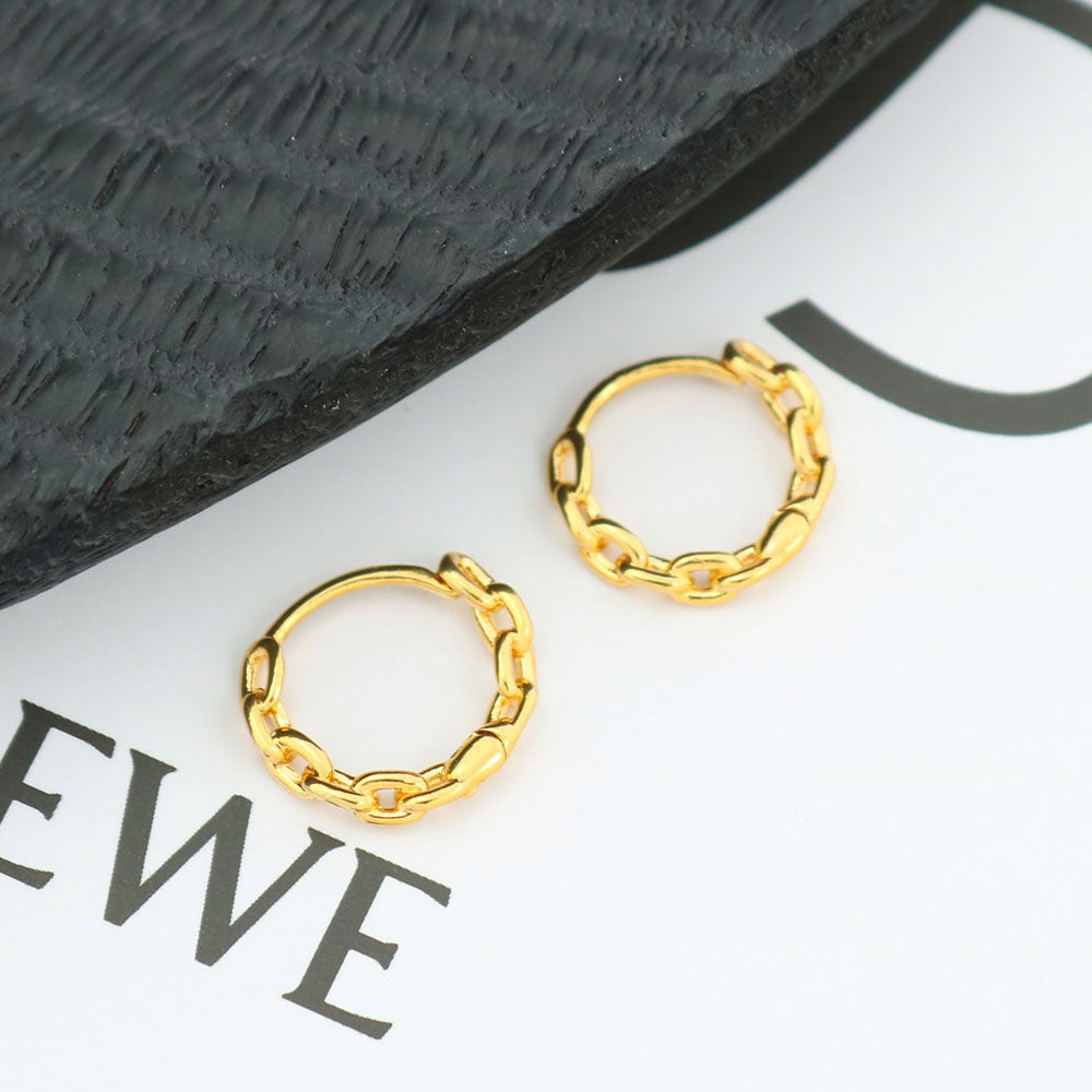 18K Gold Chain Link Endless Hoop Earrings