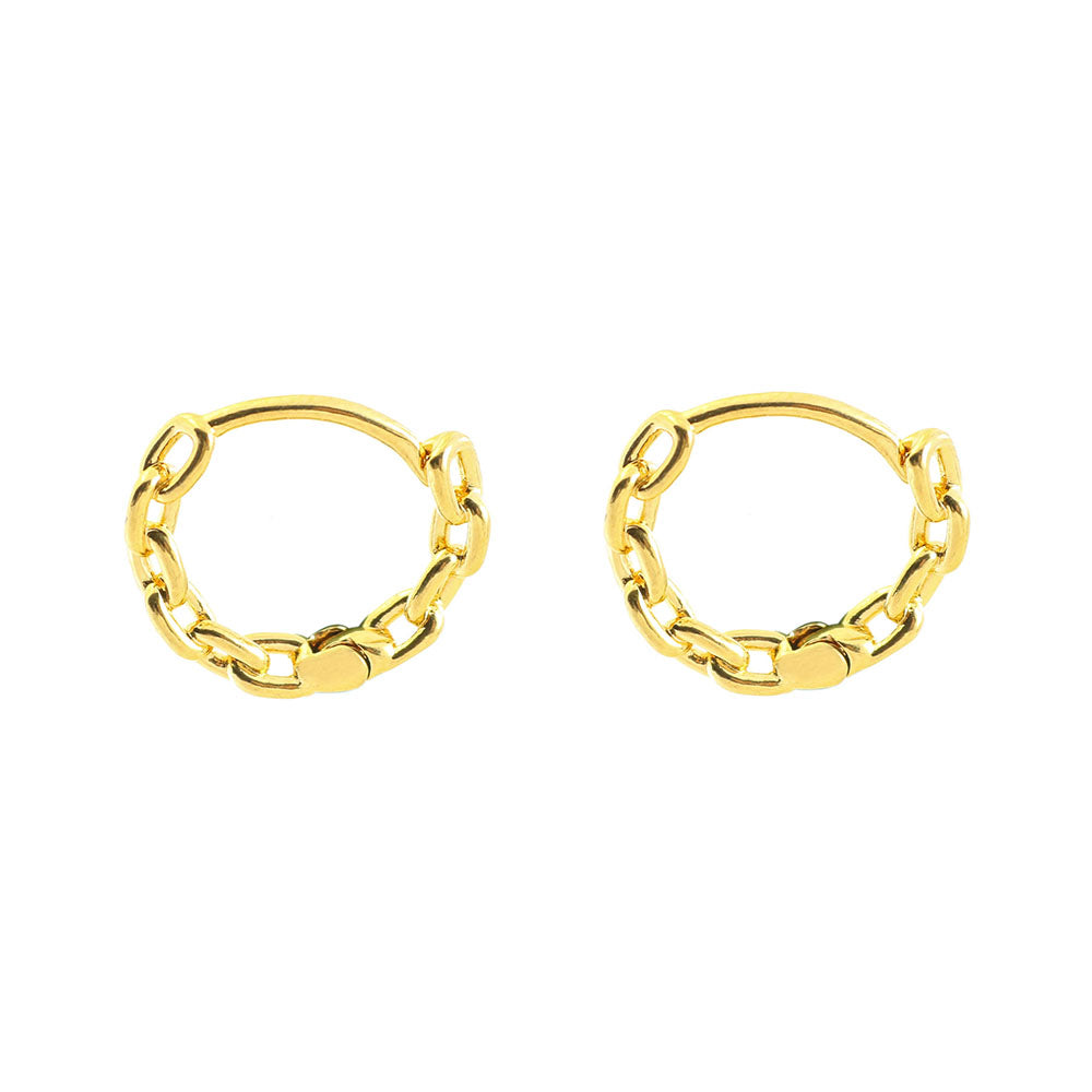 18K Gold Chain Link Endless Hoop Earrings