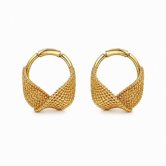 Gold-Tone Textured Crossover Hoop Earrings