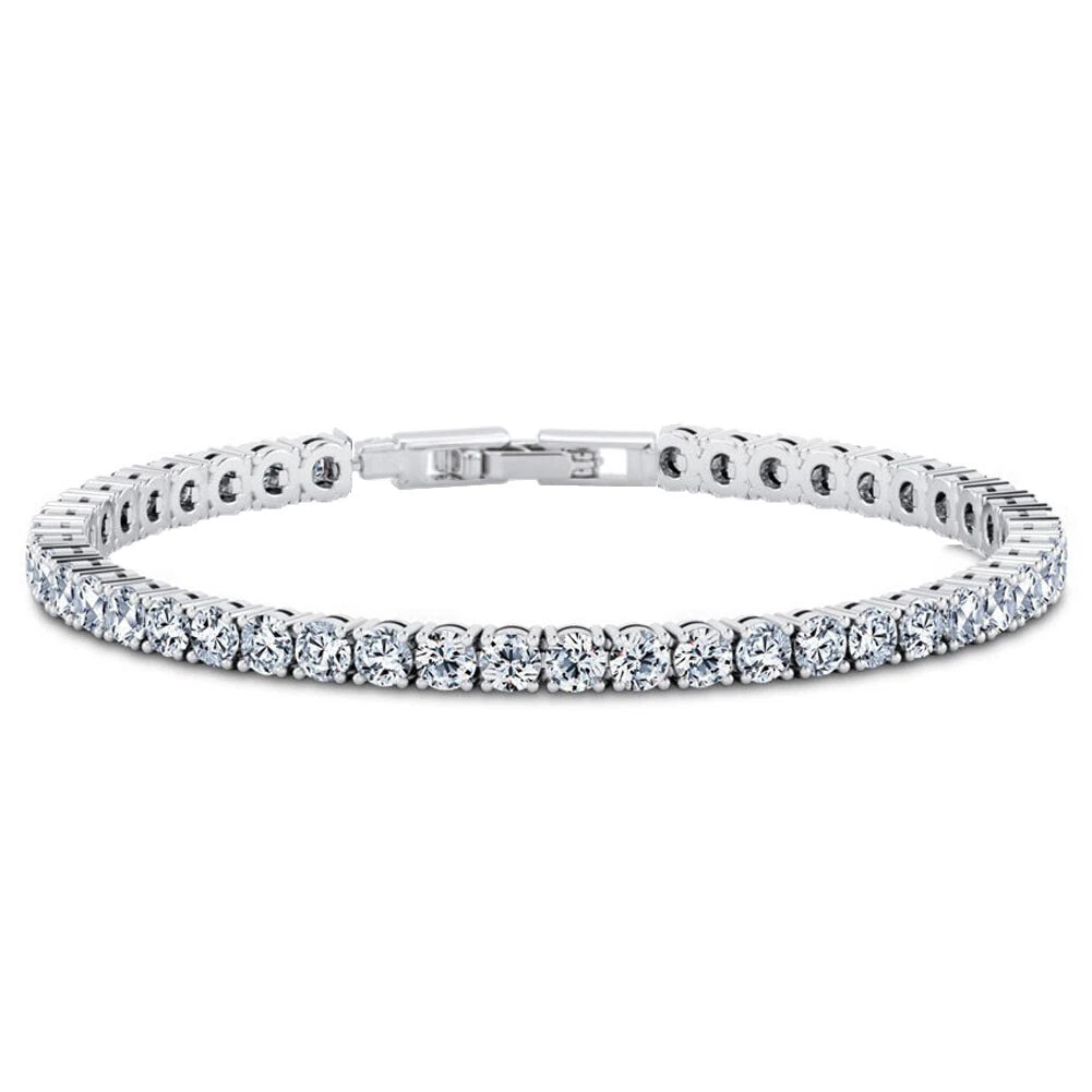 Womens Round Cz 6mm Tennis Bracelet With a Set of 925 Sterling Silver Studs