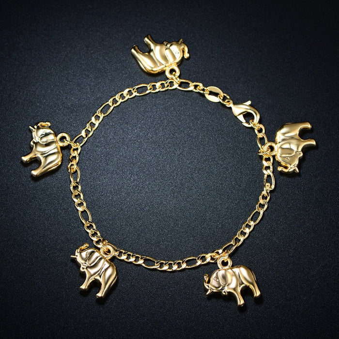 18K Gold Filled Elephant Charm Bracelet or Anklet