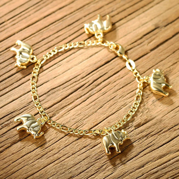 18K Gold Filled Elephant Charm Bracelet or Anklet
