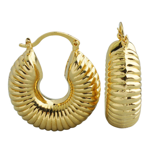 Cute 14k Gold Bamboo Hoop Earrings