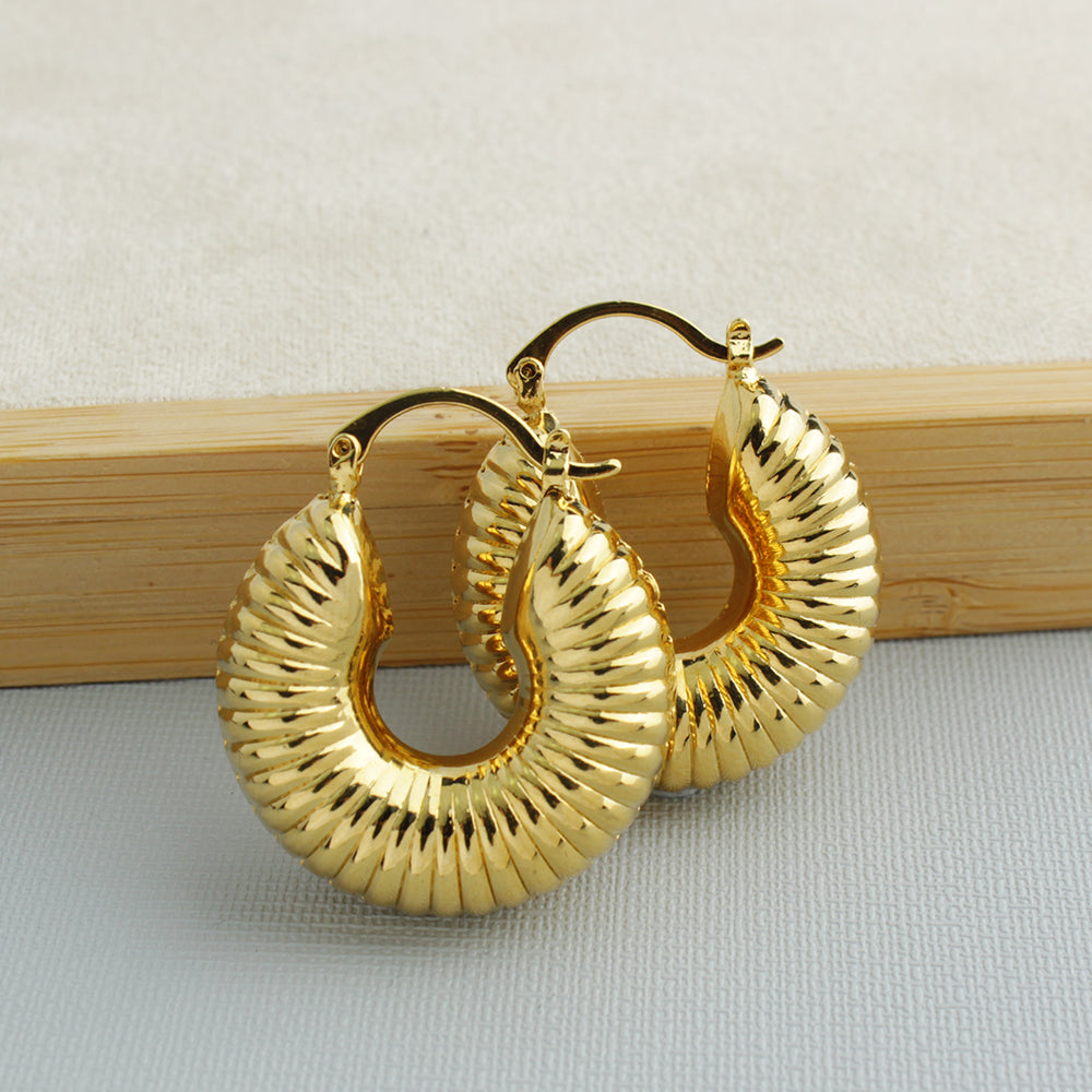 Cute 14k Gold Bamboo Hoop Earrings