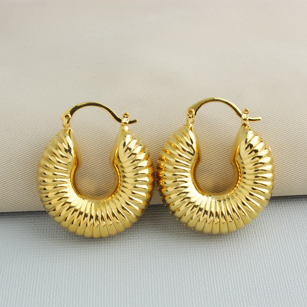 Cute 14k Gold Bamboo Hoop Earrings