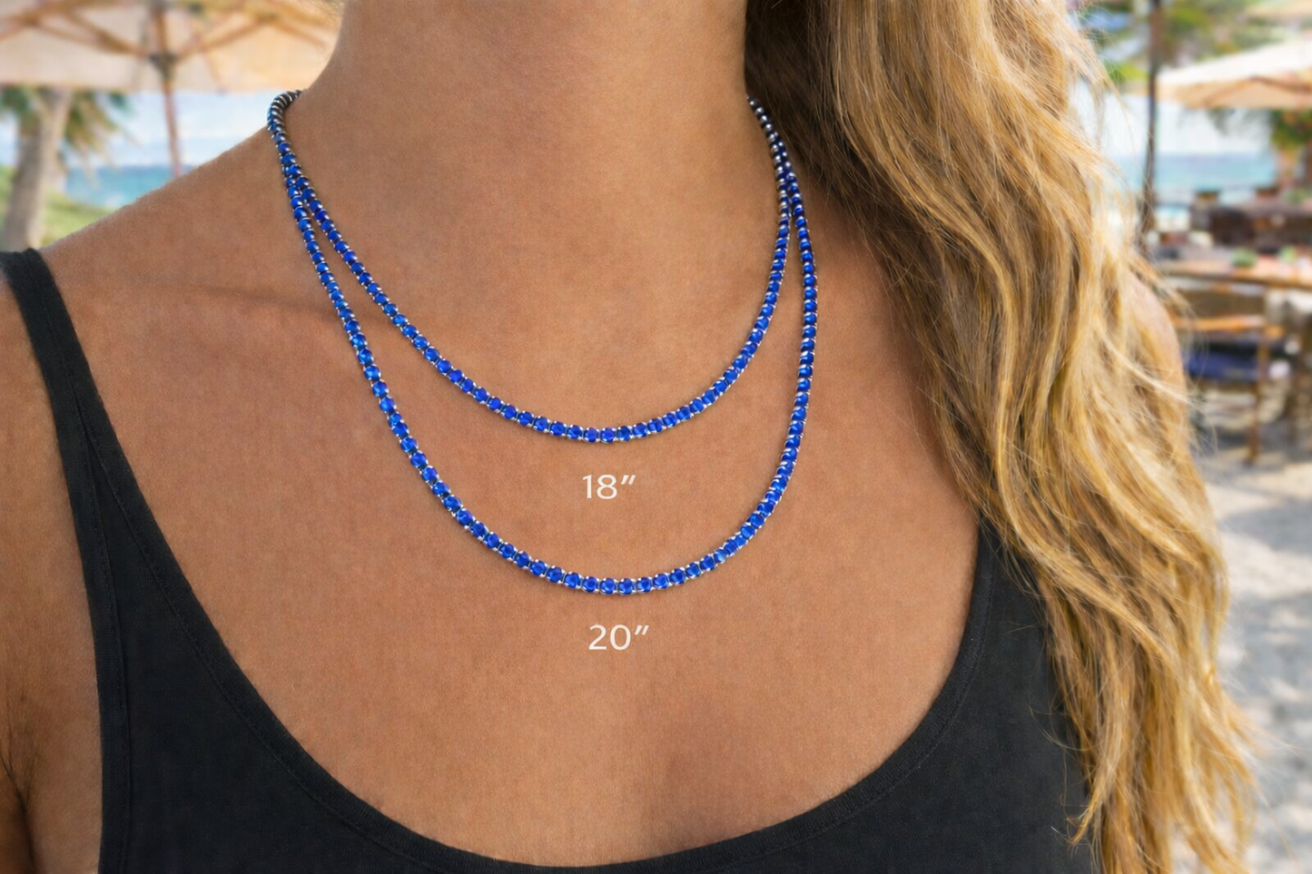 Silver Tanzanite Tennis Necklace