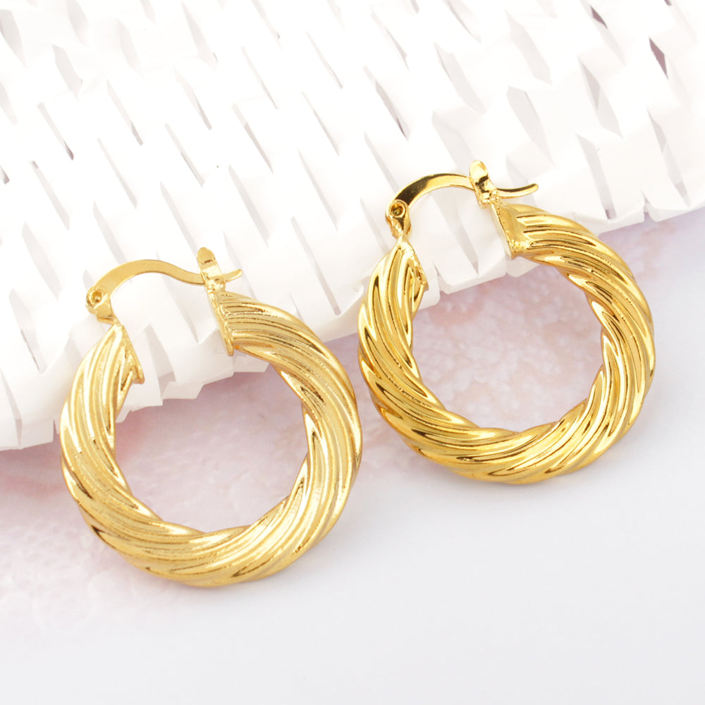 14k Gold Classic Bamboo Hoop Earrings