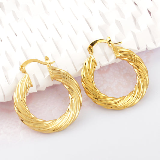 14k Gold Classic Bamboo Hoop Earrings