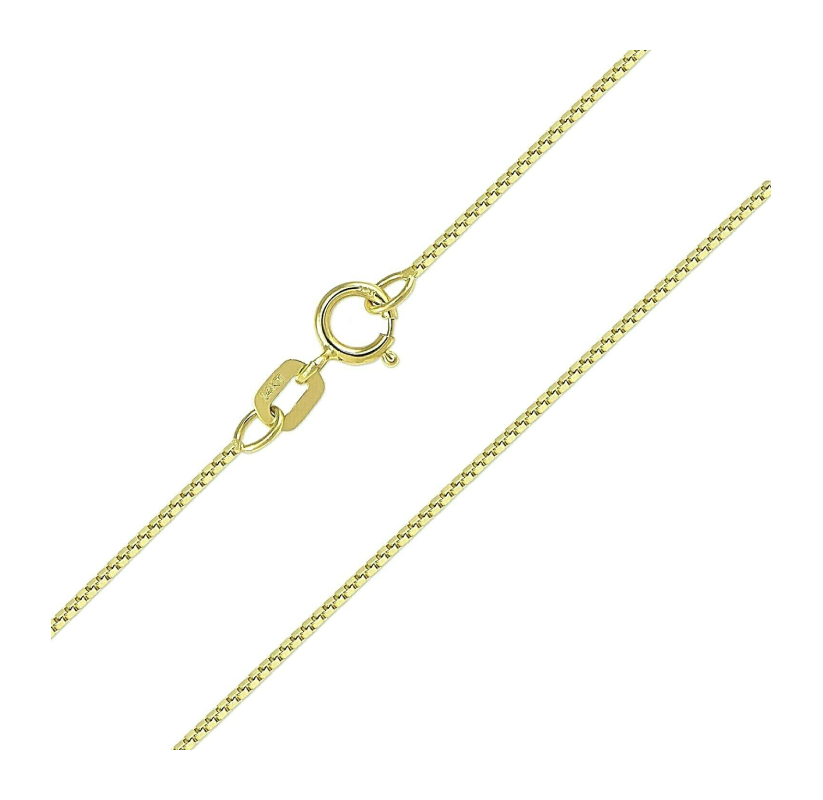 Solid 14K Yellow Gold Box Chain Necklace