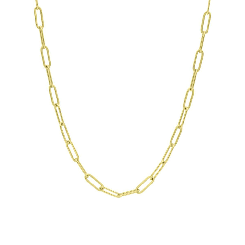 18K-Gold-Plated 4mm Sterling Silver Paperclip Chain Necklace