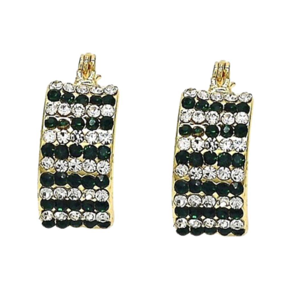 18K Gold-Filled Emerald Crystal Pavé High-Polish Earrings