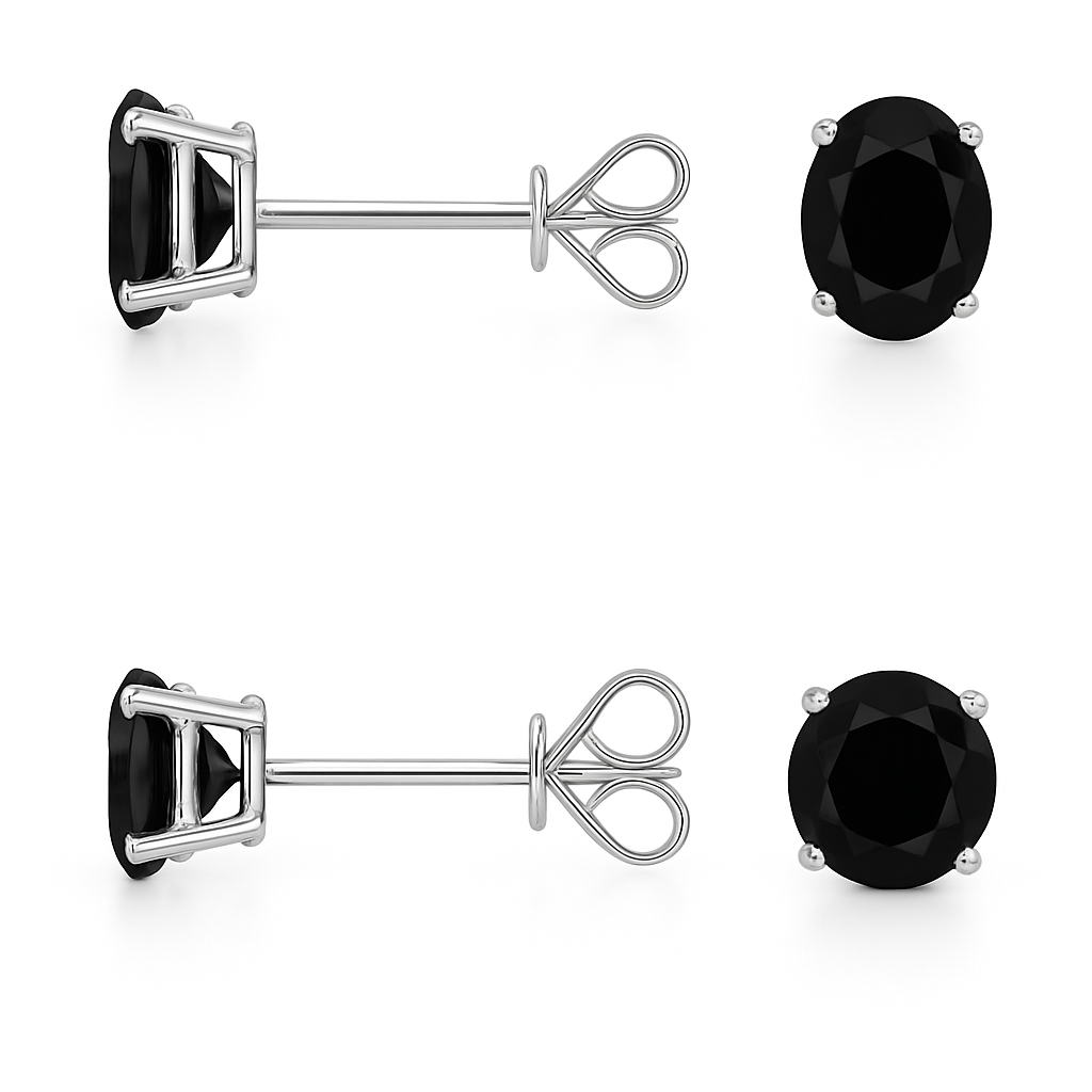 2 PK STERLING SILVER 2.00CT TANZANITE OVAL/ROUND STUD EARRINGS WOMEN AND MEN(2-Pair)