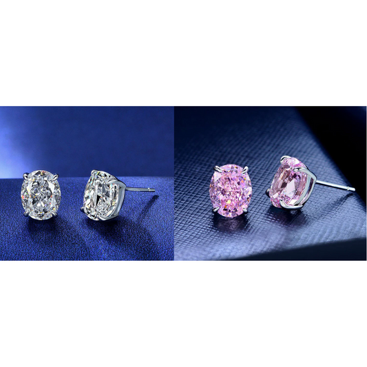 2.00CTTW CZ Oval Set Earrings (2-Pair)