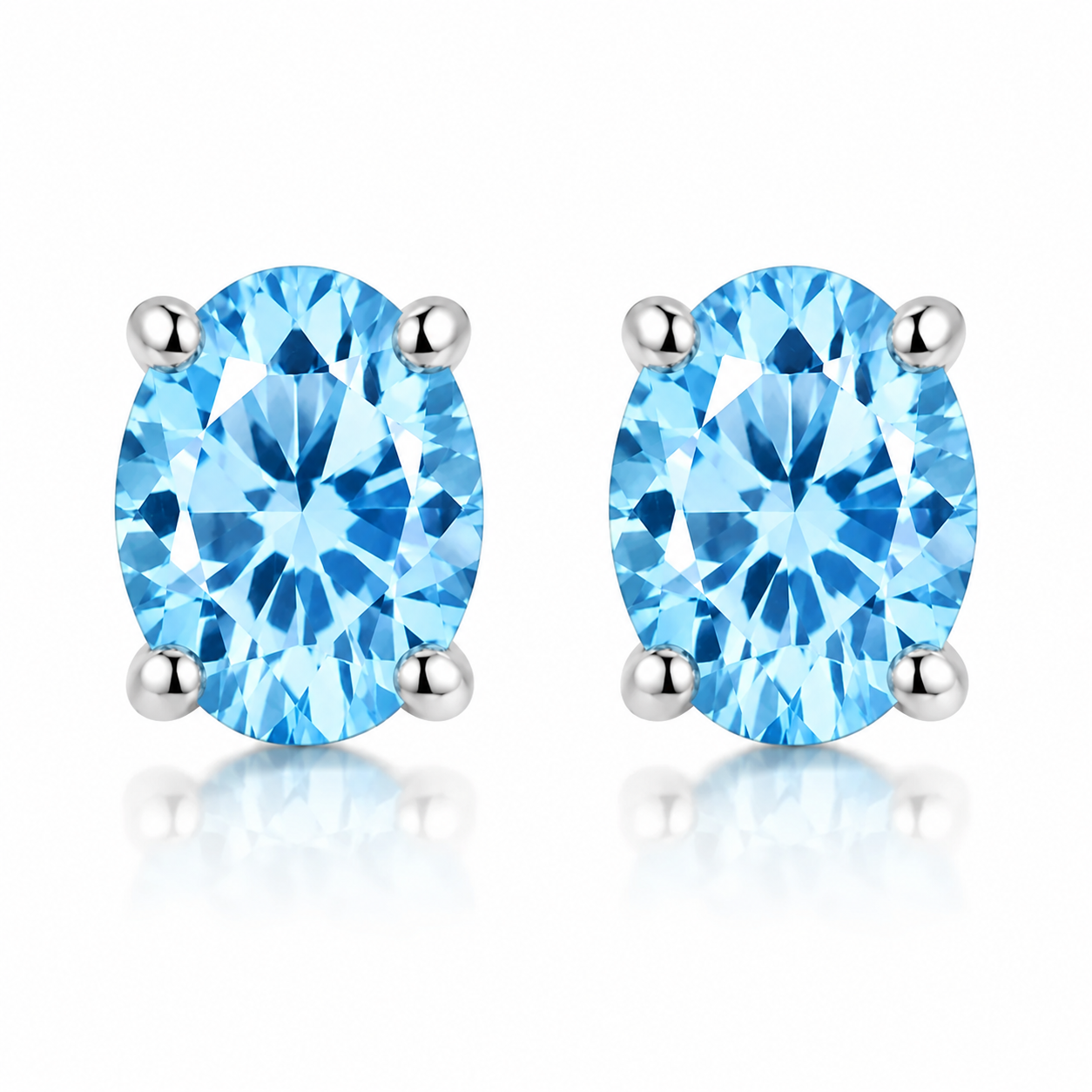 1.60CT. Sky Blue Topaz Stud Earrings in Solid Sterling Silver - Beautiful color!