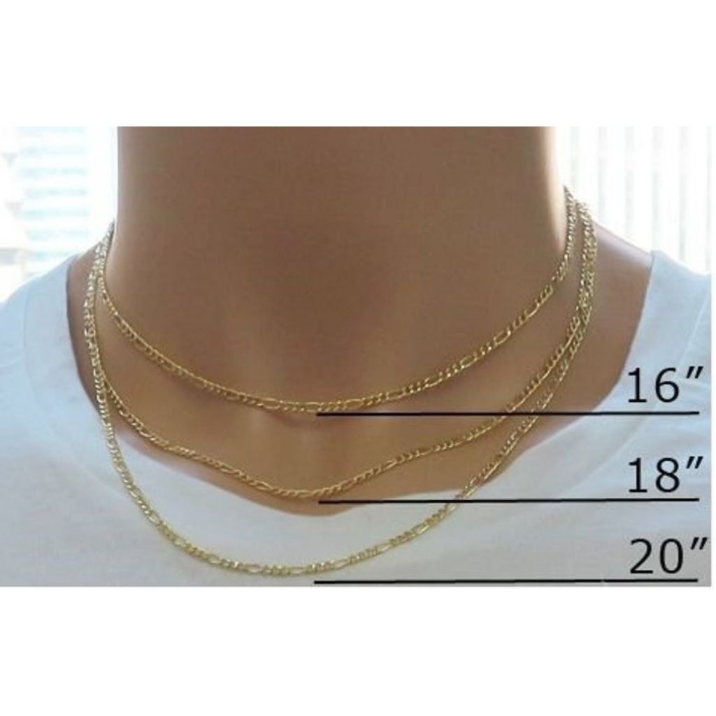 Solid 14K Gold 2mm Figaro Chain Necklace