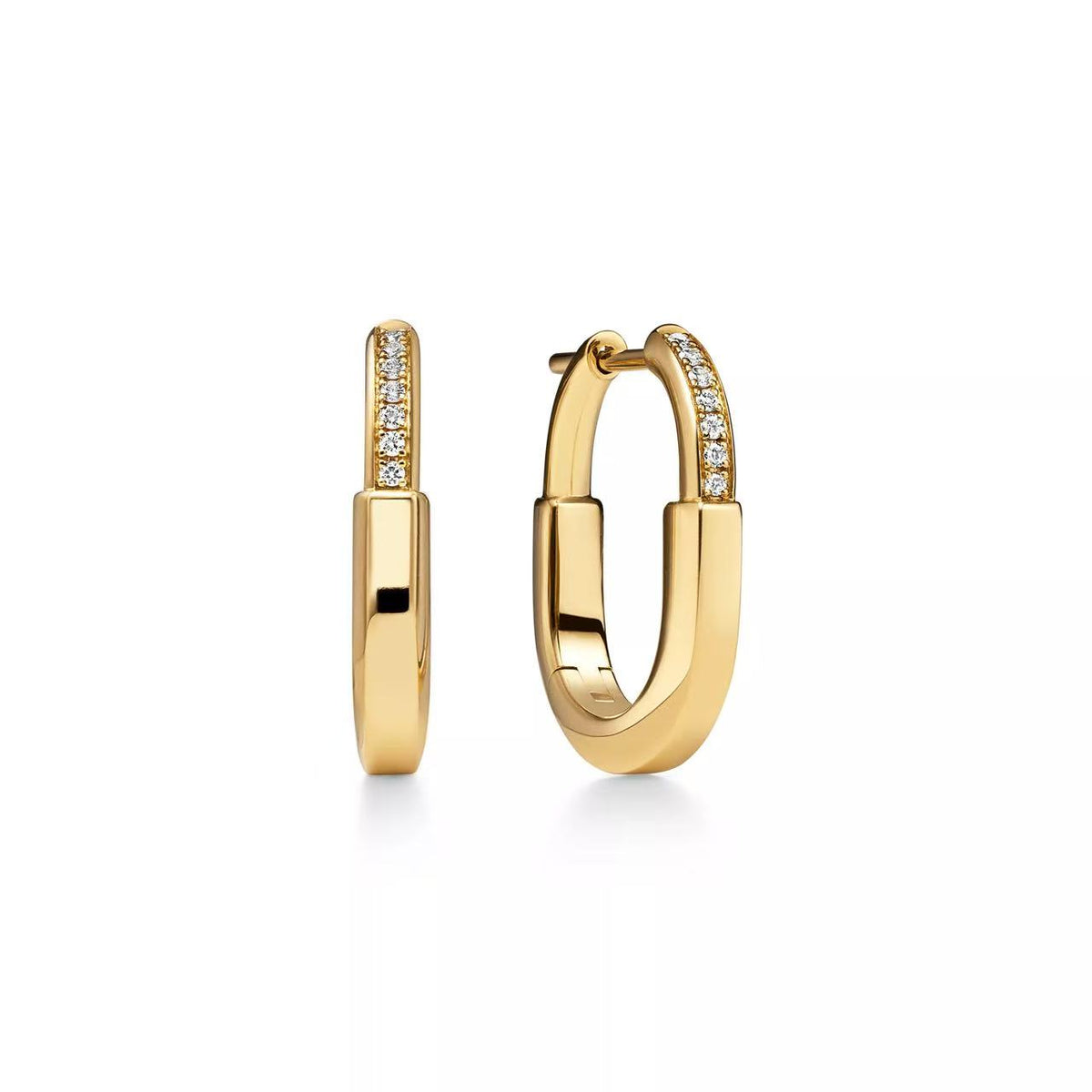 Pavé Diamond-Accent Geometric Huggie Hoop Earrings