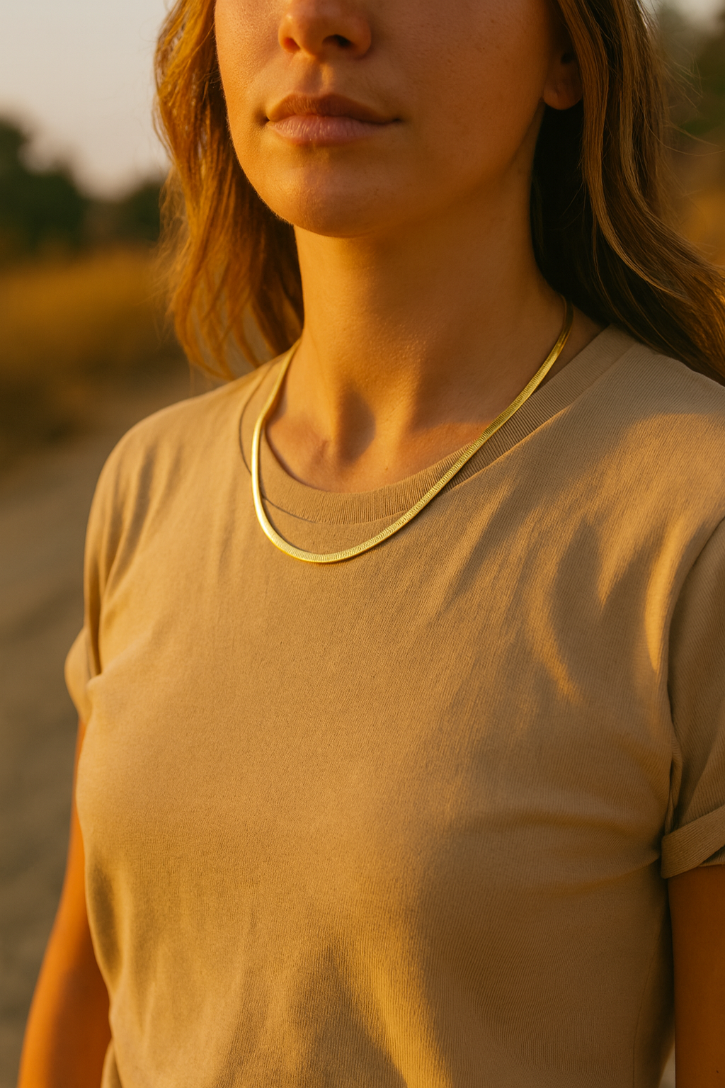 Premium 14K Gold Herringbone Chain – Gold & Silver | 16” 18” 20” 24” | Matching Bracelets & Anklets | Unisex Flat Snake Chain Jewelry