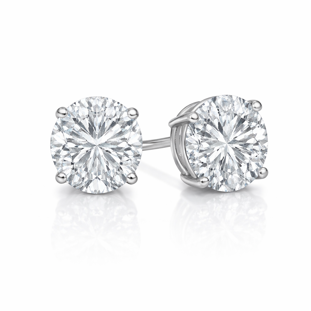 925 Sterling Silver Stunning Classic White Topaz Stud Earrings 2.00CT