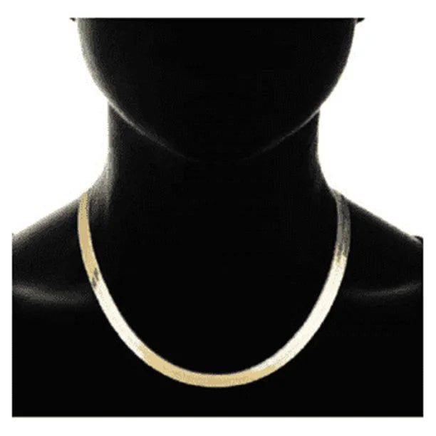 14k Yellow Gold 5mm Flat Herringbone Chain Necklace for Men or Women, 20" - 24"