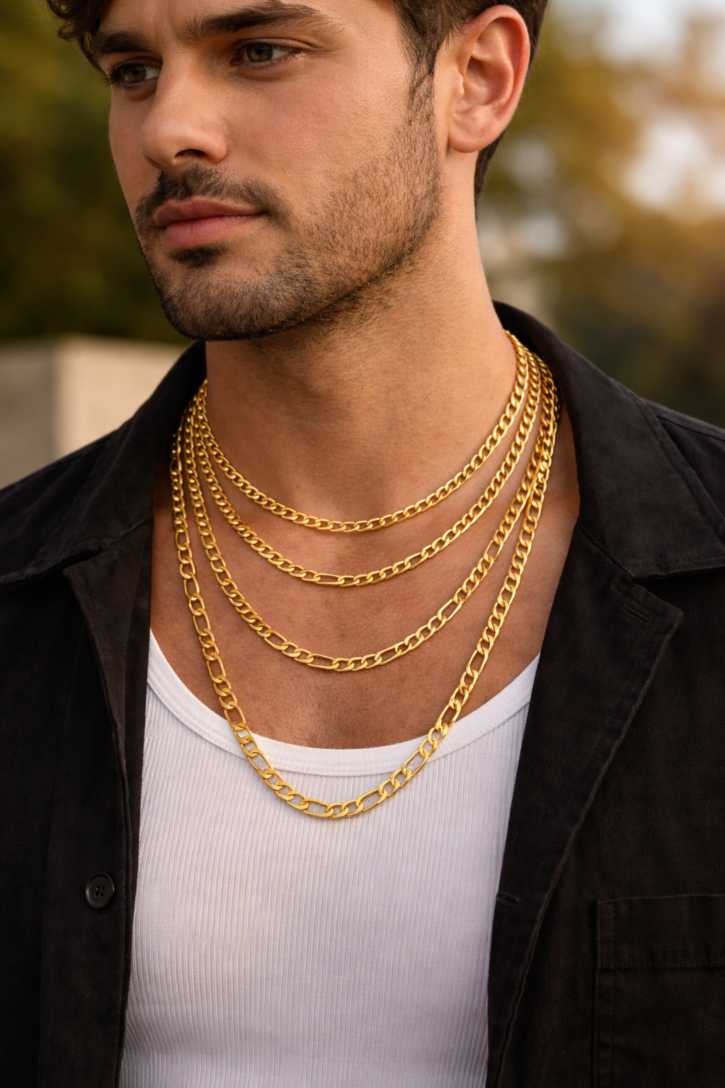 Classic Unisex Stackable Figaro Chain Bracelet & Anklet – Timeless Gold Elegance