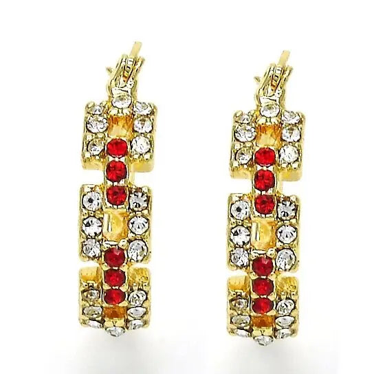 RMZ GOLD NYC 14K Gold Plated Garnet Unique Shape Earrings
