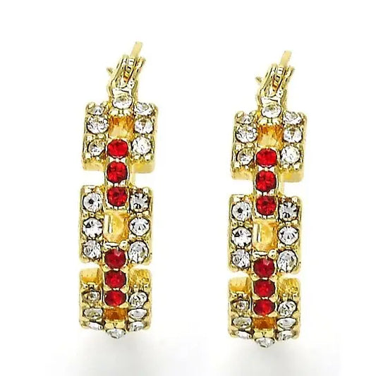 RMZ GOLD NYC 14K Gold Plated Garnet Unique Shape Earrings