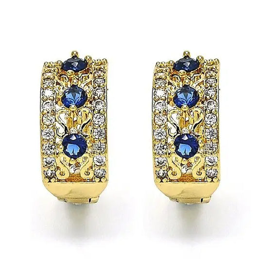 RMZ GOLD NYC 14K Gold Filled Hoop Earrings with Lab-Created Sapphire – Elegant & Hypoallergenic