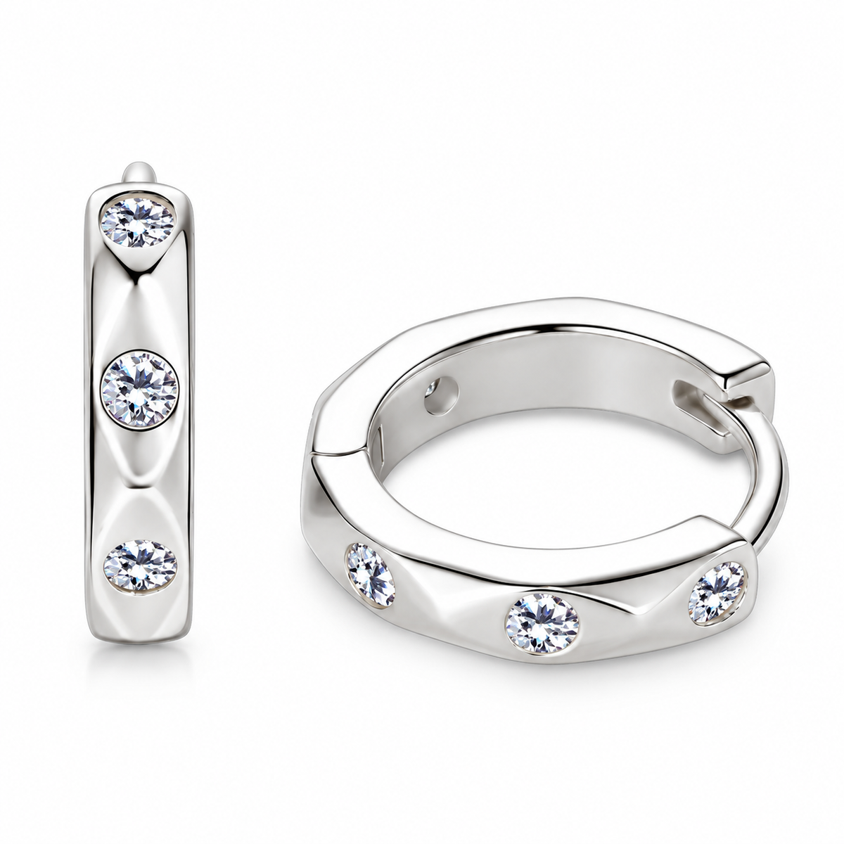 Radiant Moissanite Huggie Hoop Earrings