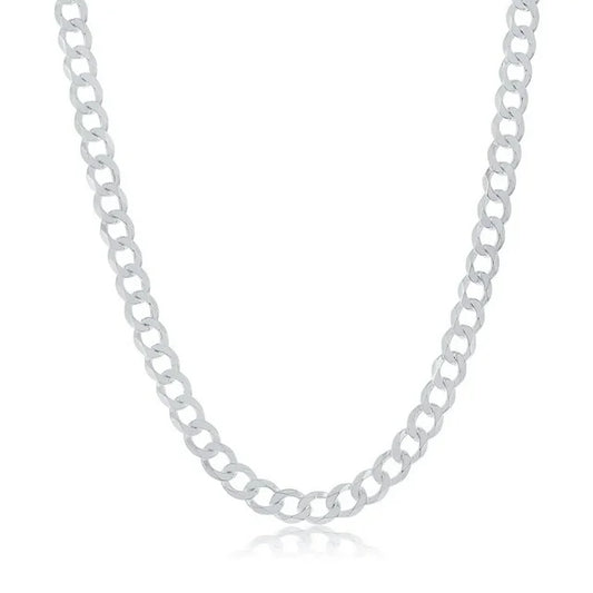 5mm Silver High Polish Finsh .925 Curb Cuban Link Chain Necklace