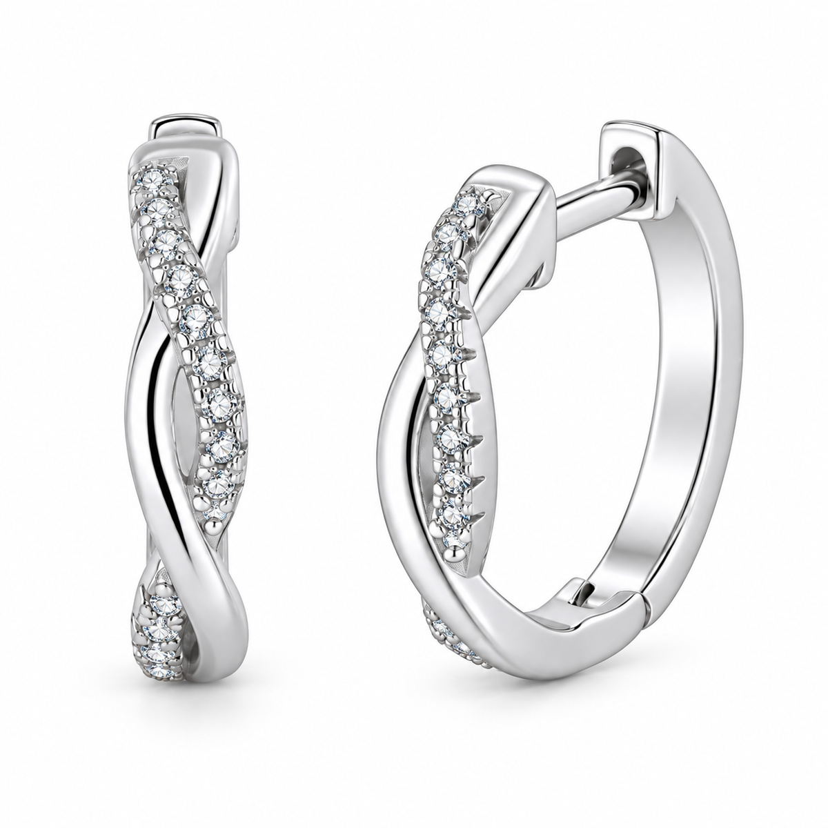Infinity Twist Moissanite Sparkling Hoop Earrings
