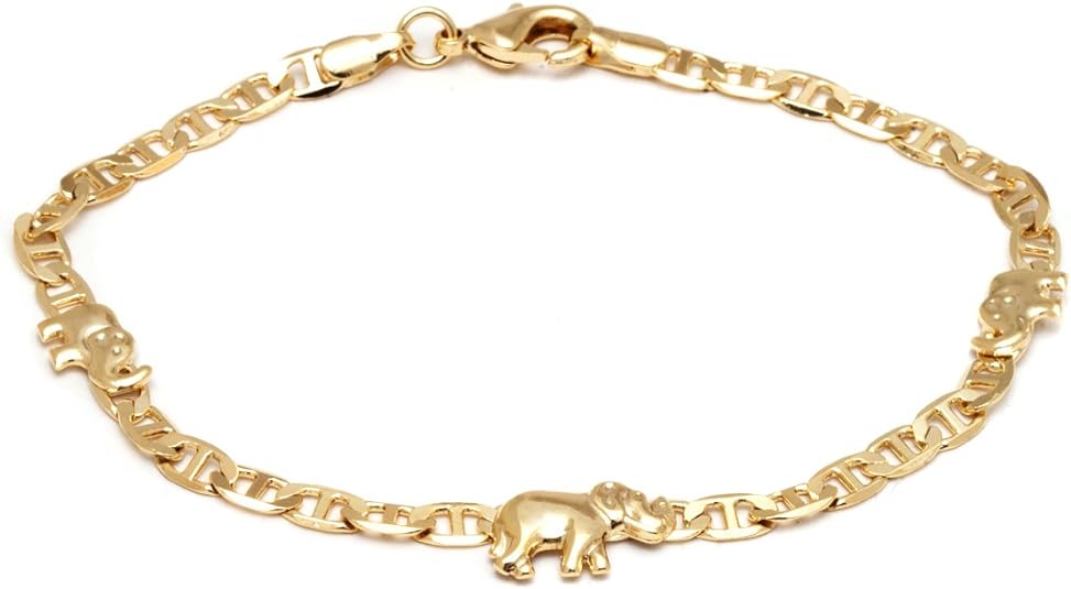 18K Gold Plated Flat Marina Elephant Anklet For Women- Made In Brazil