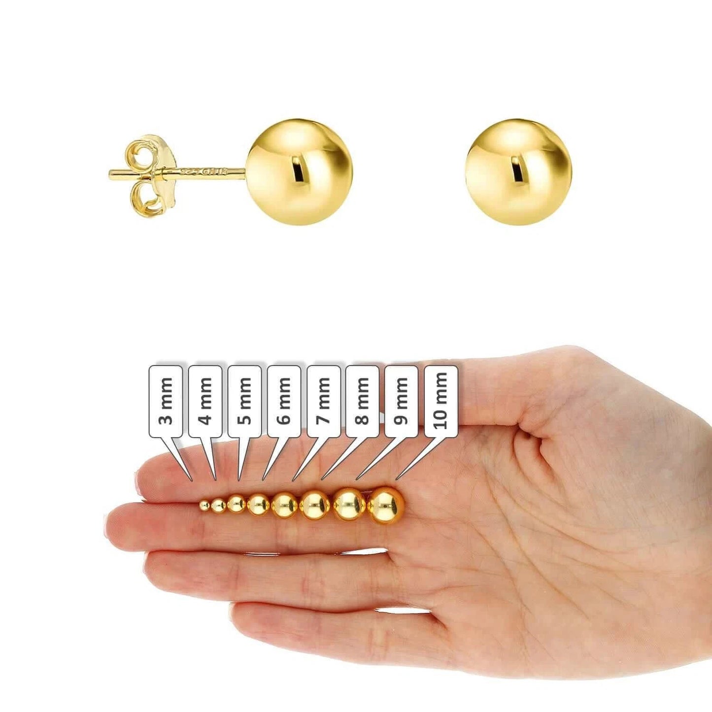 Classic Round Studs 14K Gold Filled Ball Stud Earrings – High Polish (3mm–10mm) 2 COLORS AVAILABLE