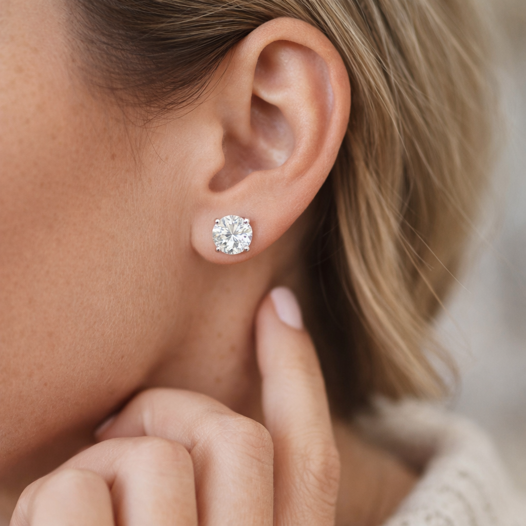 925 Sterling Silver Stunning Classic White Topaz Stud Earrings 2.00CT