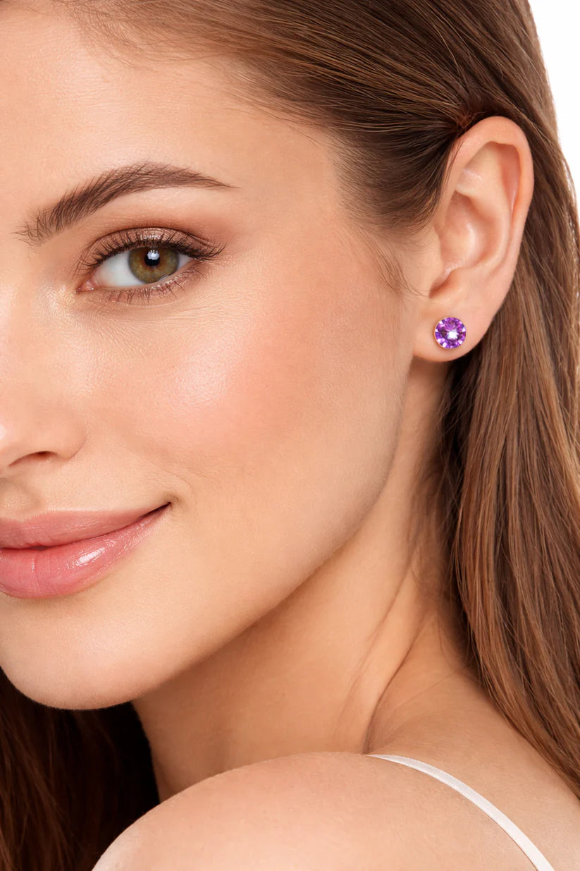 Women's 925 Sterling Silver 2.00CT Earrings Stud Amethyst Oval Purple Earring