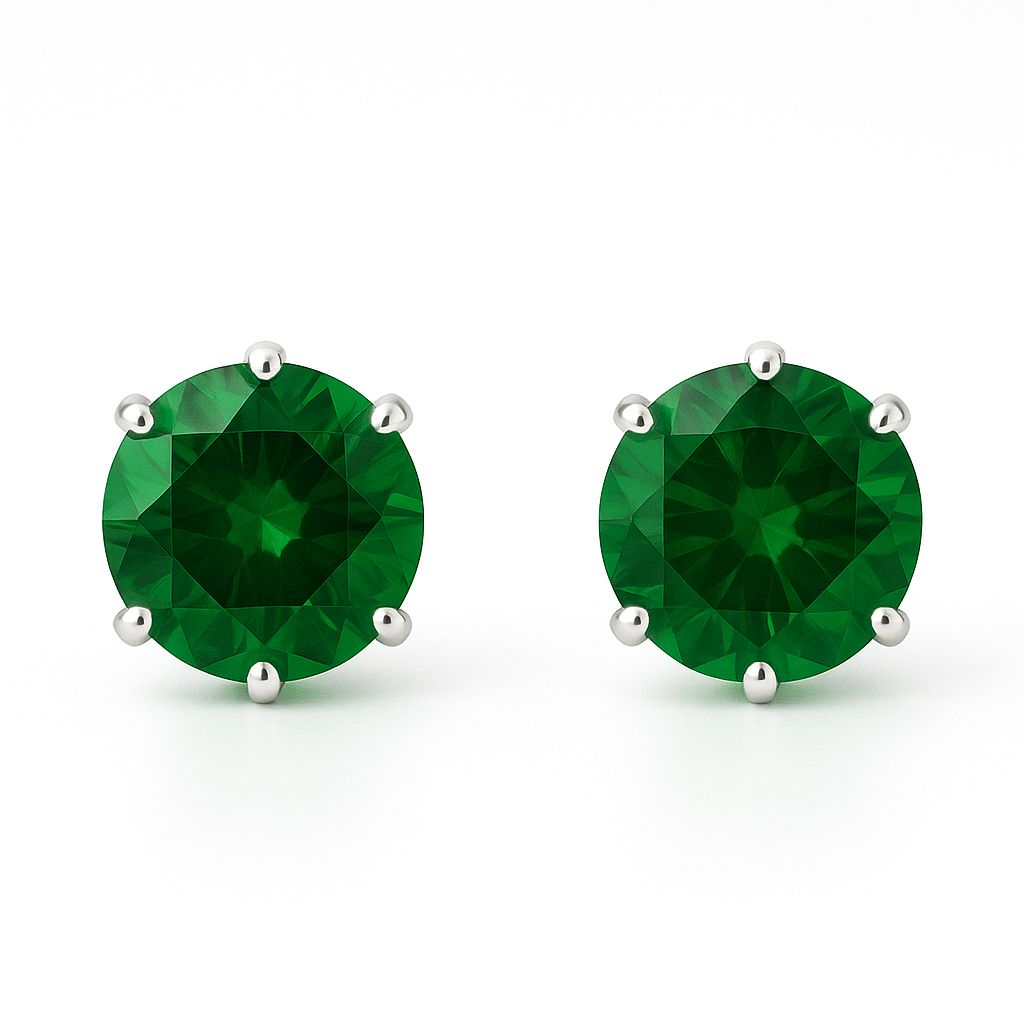 Classic CZ Stud Earrings for Men & Women – 6-Prong Setting, Multiple Colors,