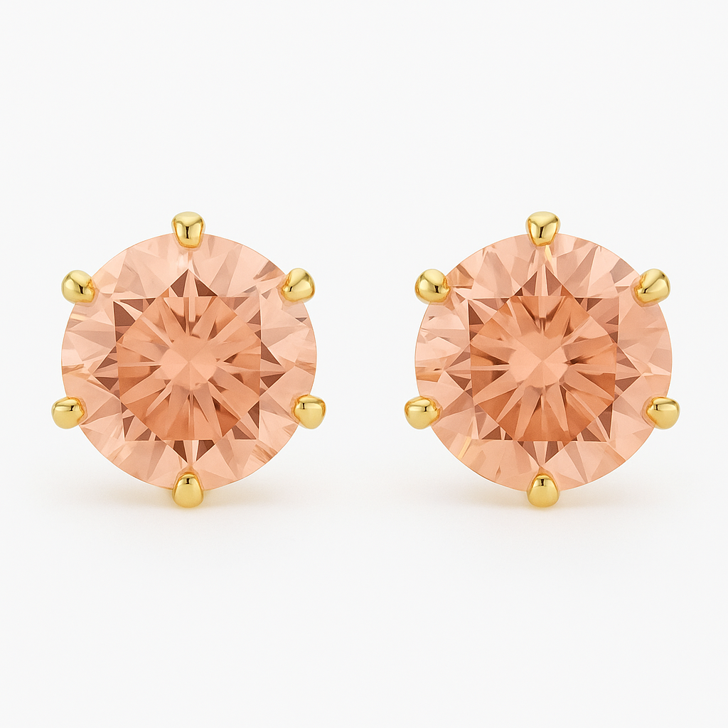 Classic CZ Stud Earrings for Men & Women – 6-Prong Setting, Multiple Colors,