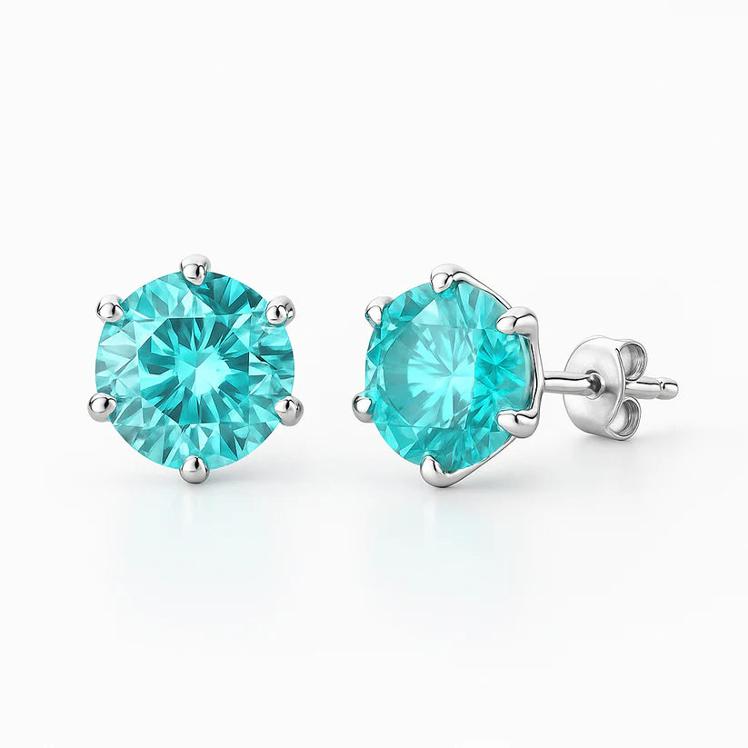 RMZ Gold NYC Stud Silver Earrings oval Cz Sterling 925 Cubic Zirconia Blue Topaz Clear 5X7