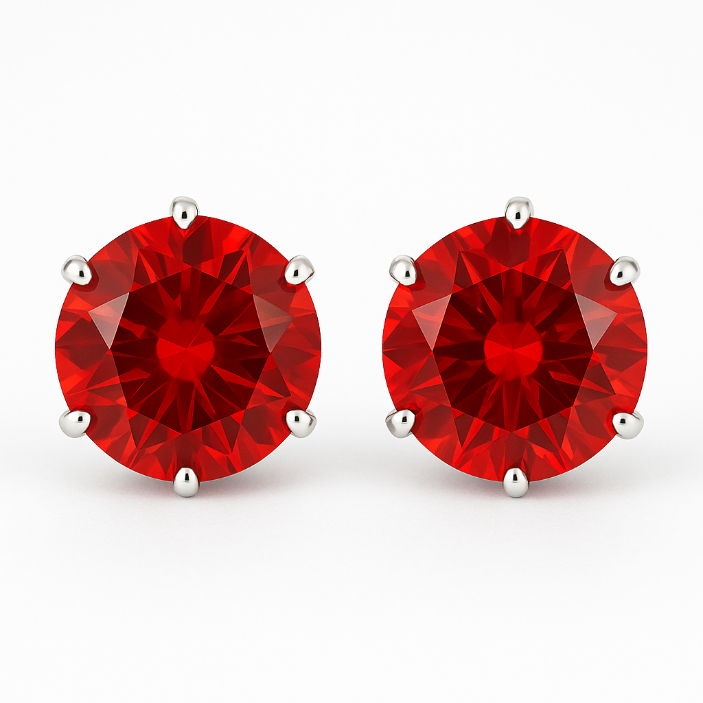 Classic CZ Stud Earrings for Men & Women – 6-Prong Setting, Multiple Colors,