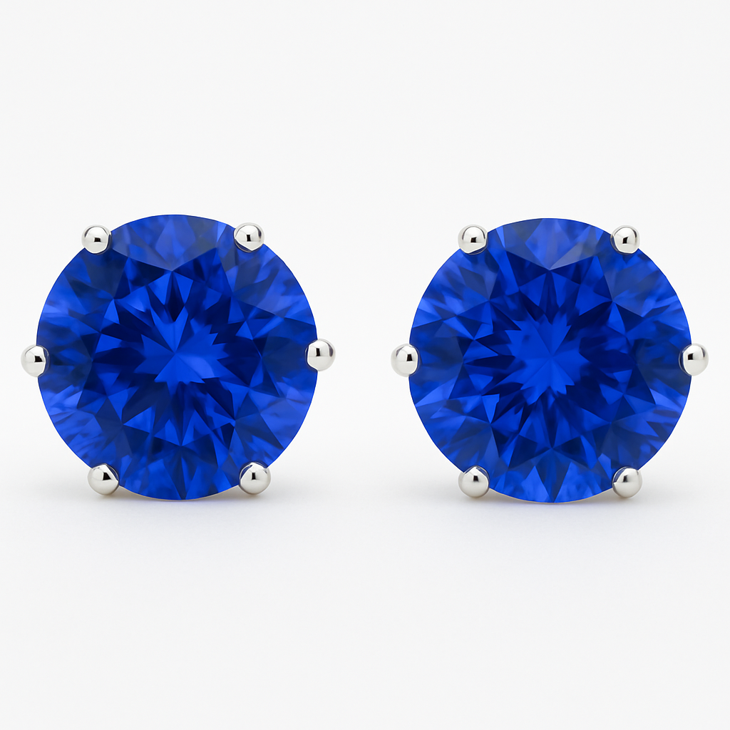 Classic CZ Stud Earrings for Men & Women – 6-Prong Setting, Multiple Colors,