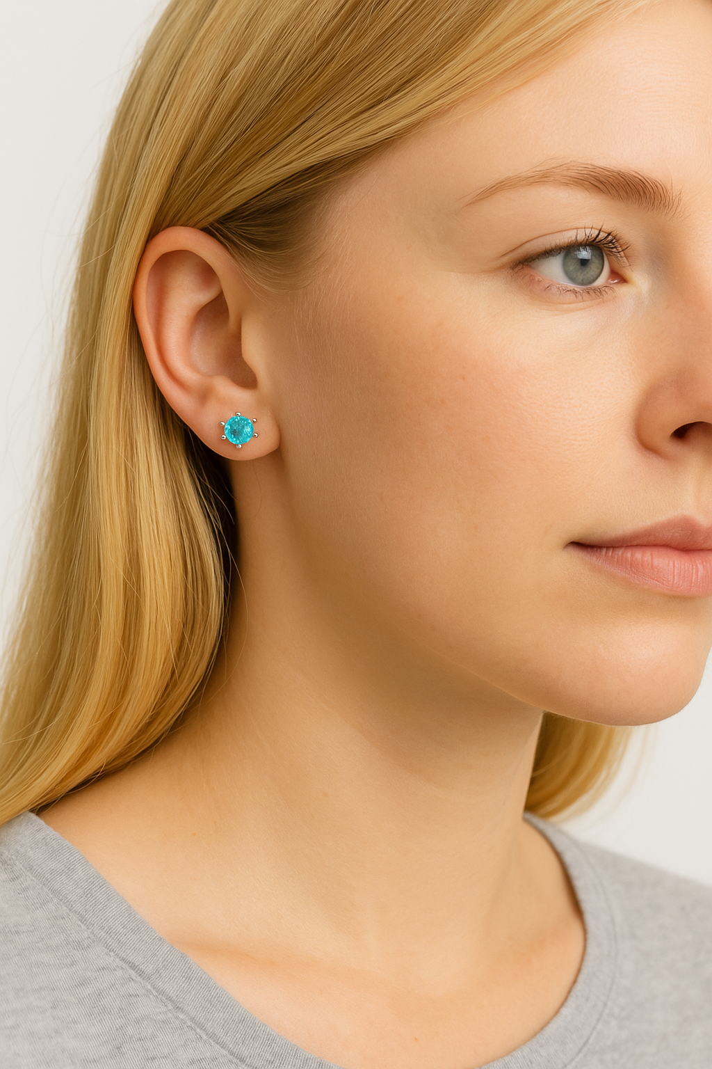 Classic CZ Stud Earrings for Men & Women – 6-Prong Setting, Multiple Colors,