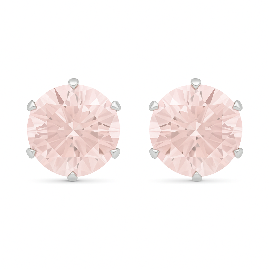 Classic CZ Stud Earrings for Men & Women – 6-Prong Setting, Multiple Colors,