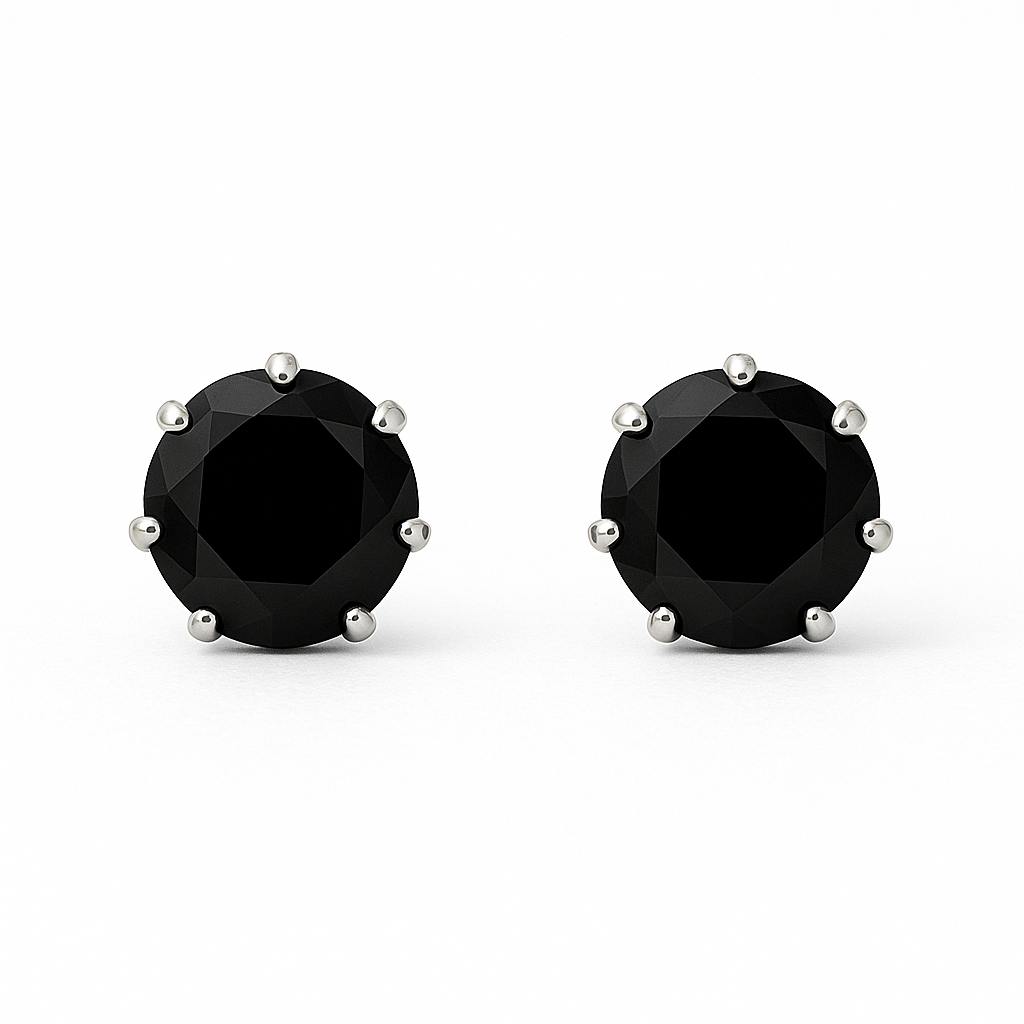 Classic CZ Stud Earrings for Men & Women – 6-Prong Setting, Multiple Colors,