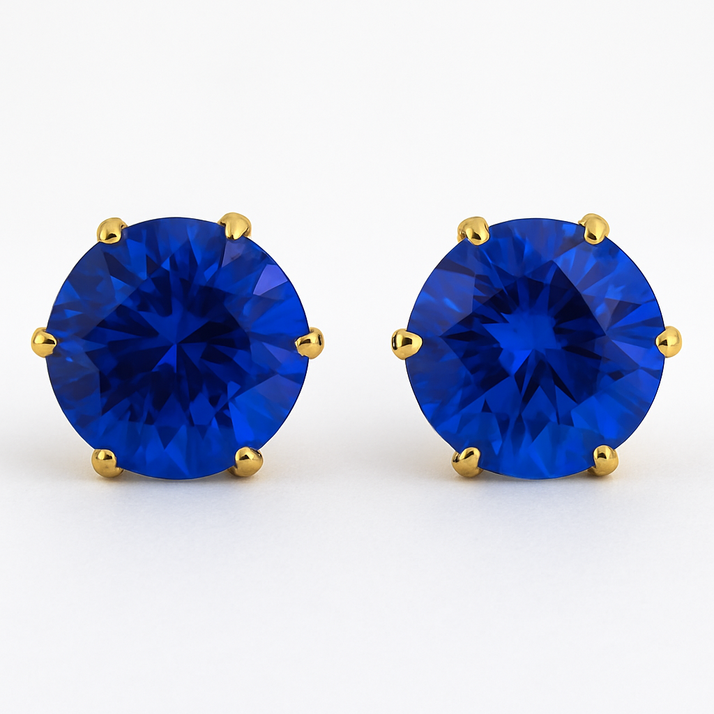 Classic CZ Stud Earrings for Men & Women – 6-Prong Setting, Multiple Colors,