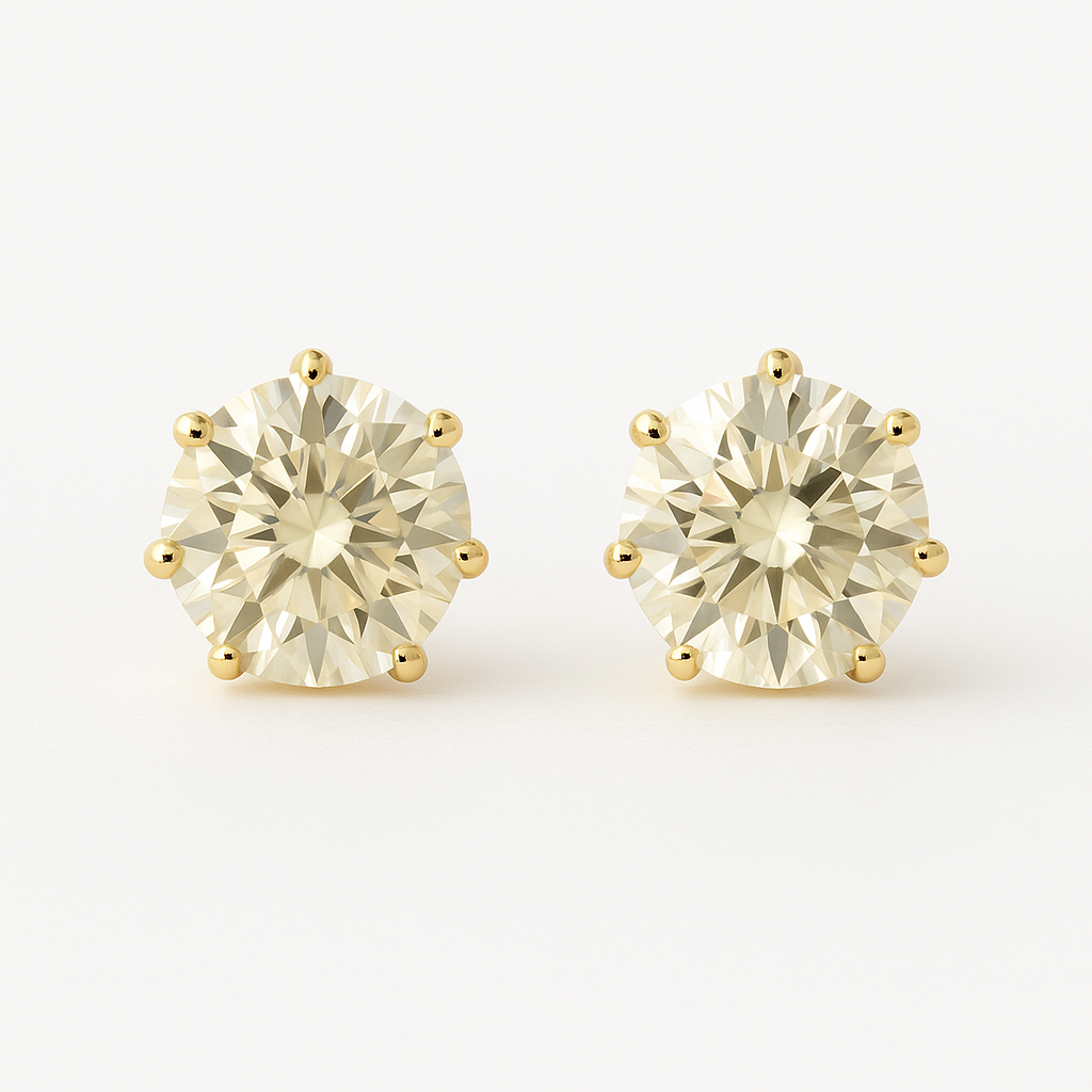 Classic CZ Stud Earrings for Men & Women – 6-Prong Setting, Multiple Colors,