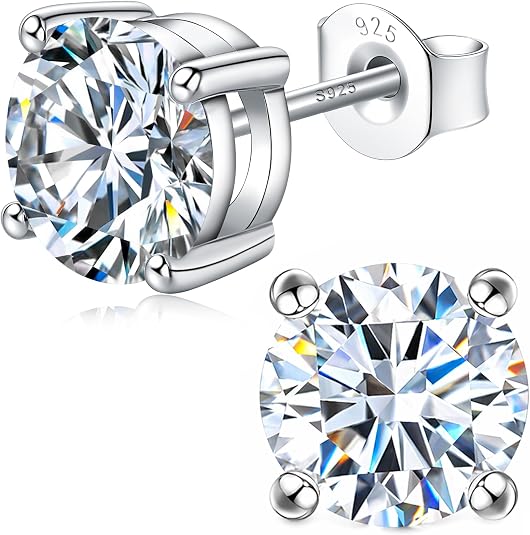 925 Sterling Silver Moissanite Stud Earrings
