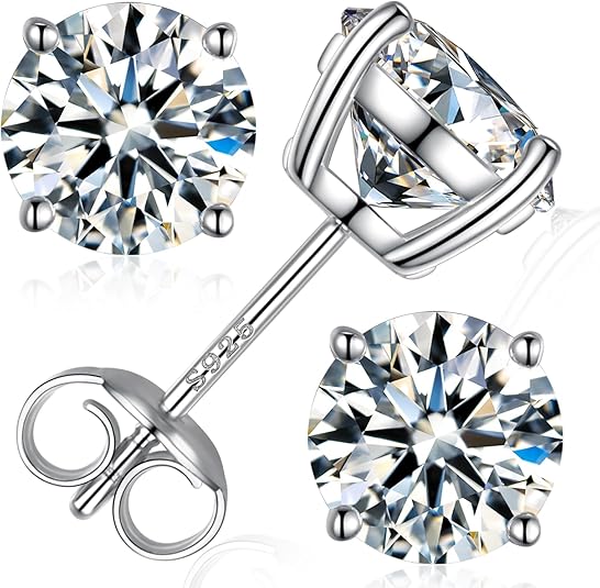 925 Sterling Silver Moissanite Stud Earrings