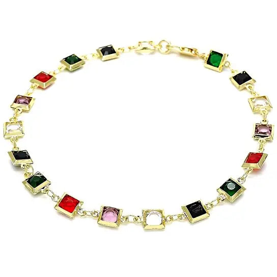 Summer Vibes Multicolor 18K Gold Filled Anklet – Colorful 10" Ankle Bracelet / 18 Unique Styles