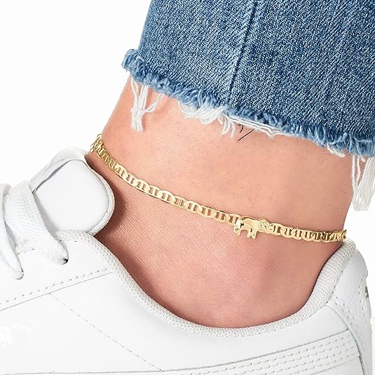 18K Gold Plated Flat Marina Elephant Anklet For Women- Made In Brazil