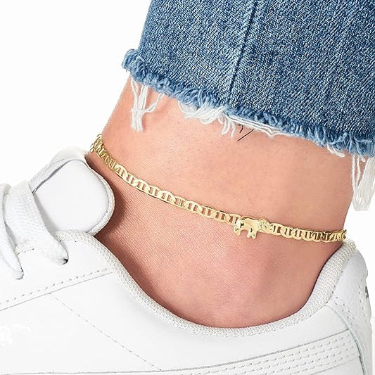 18K Gold Plated Flat Marina Elephant Anklet For Women- Made In Brazil